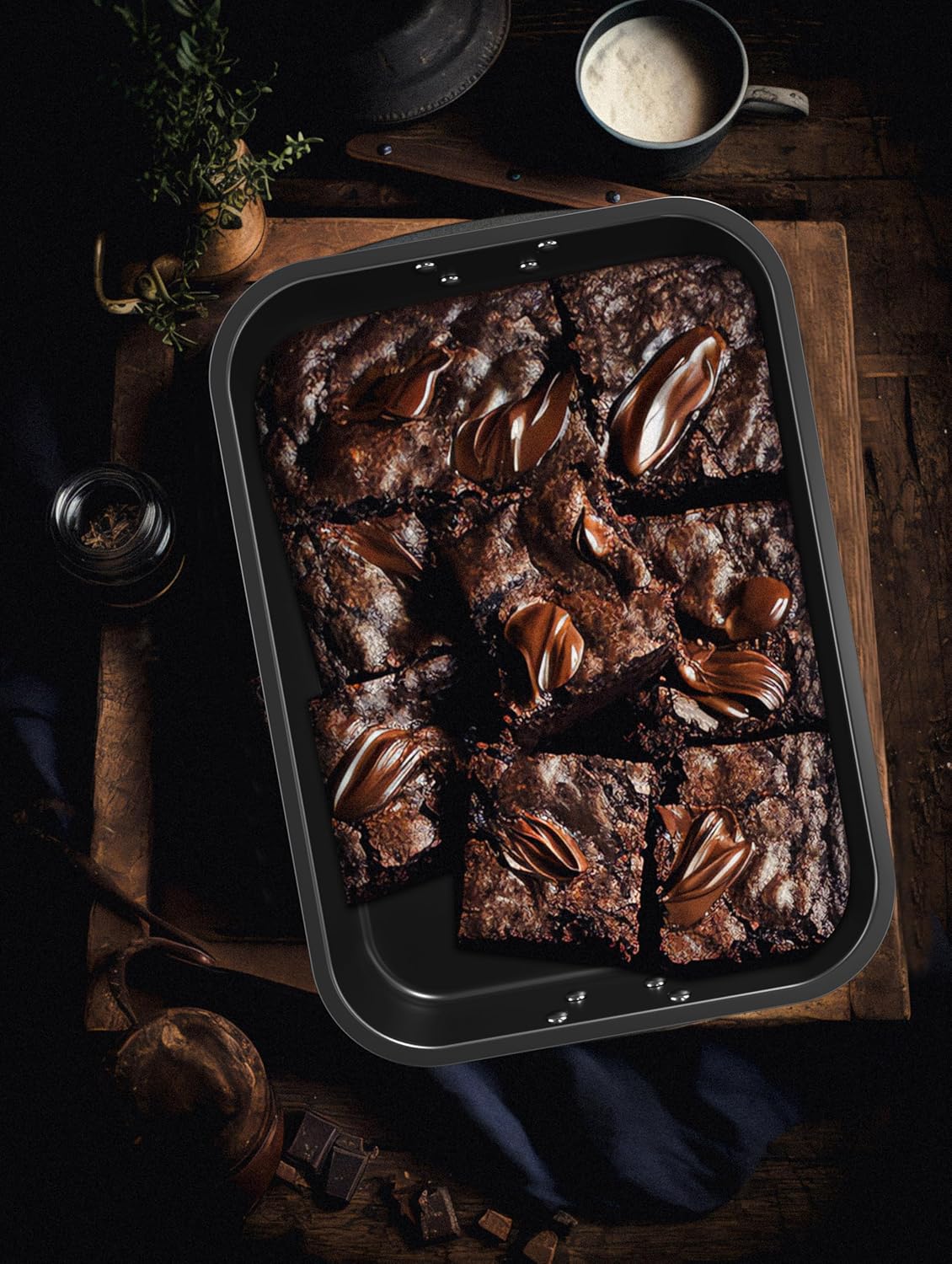 CHEFMADE Roasting Pan, 15-Inch Non-Stick Metal Turkey Pan with Rack, Banking Pan for Lasagna Vegetable and Meat, Chicken Roasting Pan 15.35" x 11.14" x 2.24"