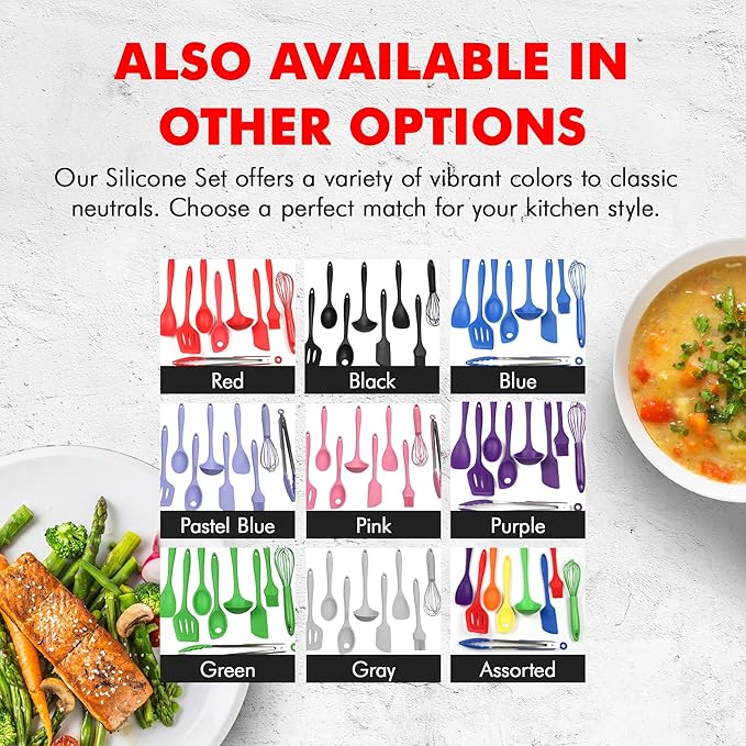 Chef Craft Premium Silicone Kitchen Tool and Utensil Set, 9 Piece, Purple
