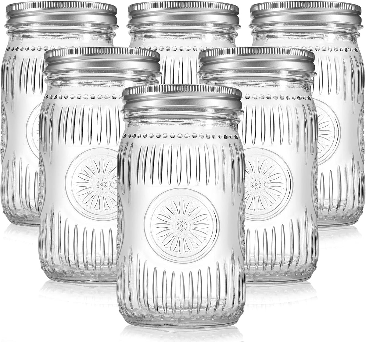6 Pack 32 oz Wide Mouth Mason Jars with Airtight Lids - Glass Canning Jars for Food Preservation, Storage, Pickling, Crafts & DIY Projects, Durable Quart Glass Jars Dishwasher Safe