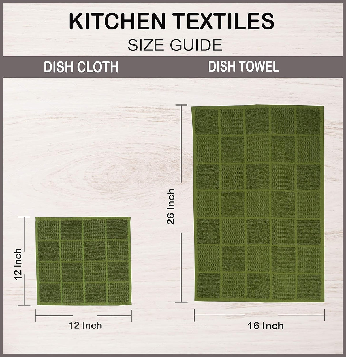 AMOUR INFINI Dish Cloths for Washing Dishes Set of 8 - Highly Absorbent, Super Soft Kitchen Dishcloths - Reusable Quick Dry Dish Rags for Cleaning & Drying Kitchen Linens (12x12 Inch - Green)