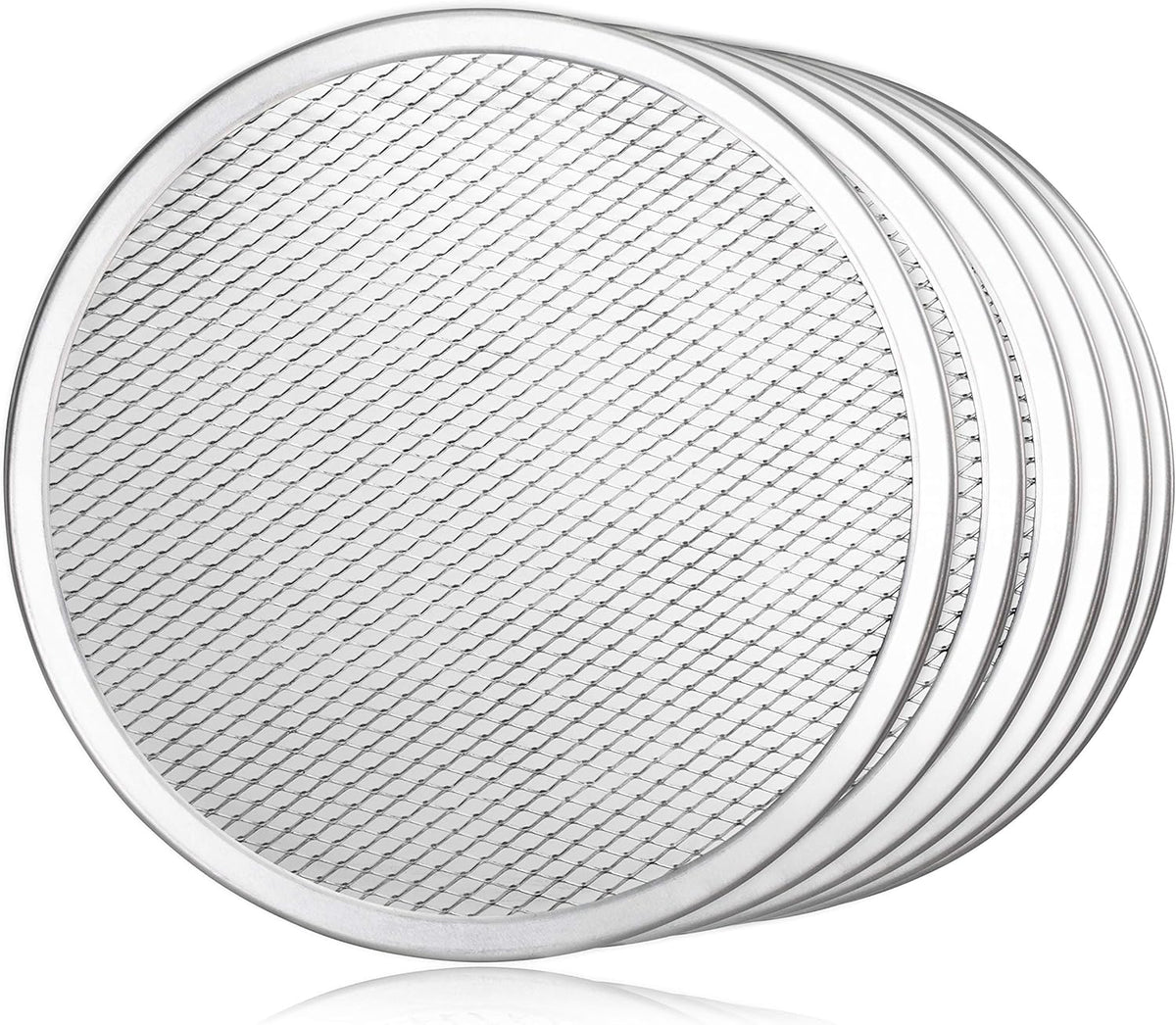 New Star Foodservice 50943 Restaurant-Grade Aluminum Pizza Baking Screen, Seamless, 10-Inch, Pack of 6