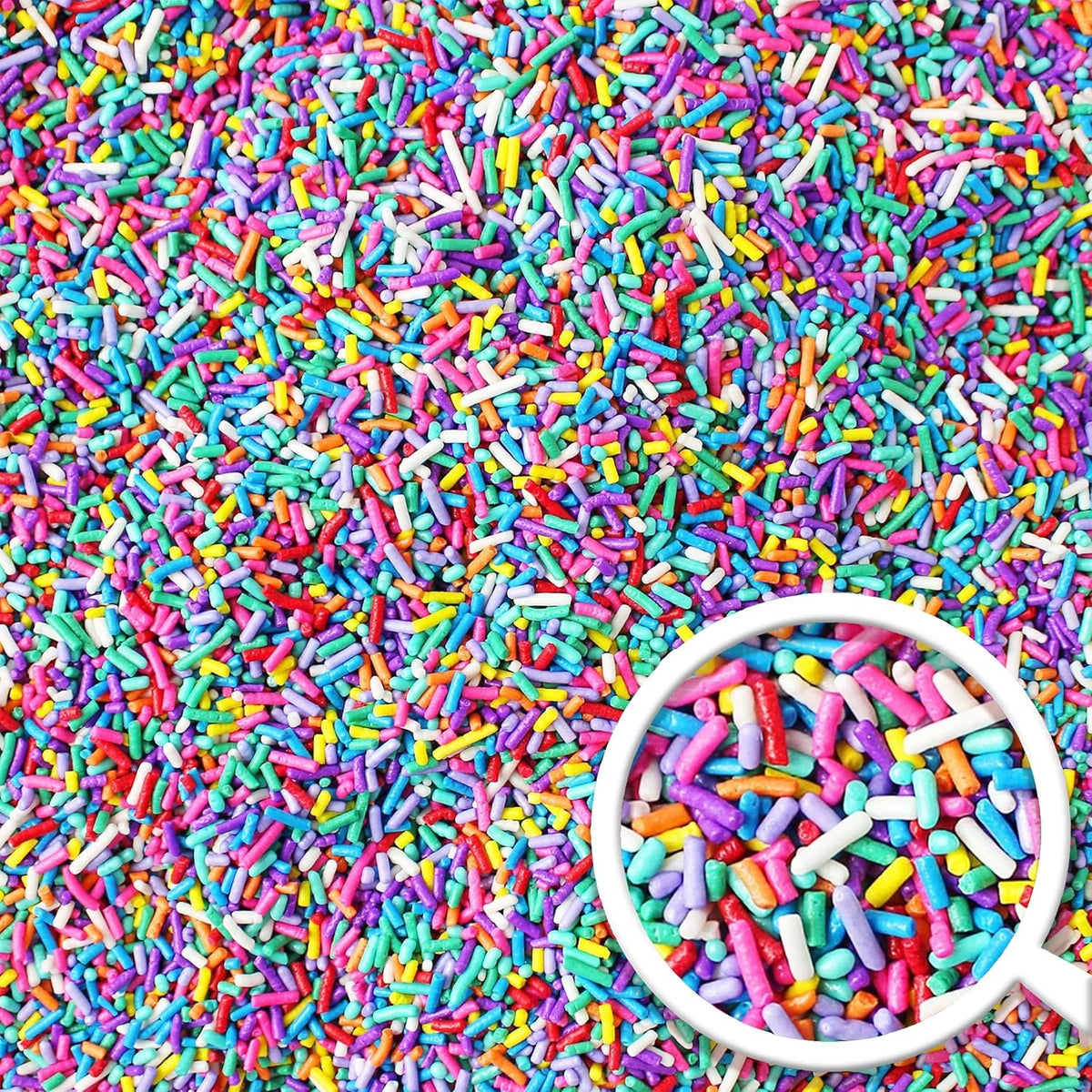 Ultimate Unicorn Rainbow Jimmies Sprinkle Mix| Sprinkles Made In USA By Sprinkle Pop| Yellow Red White Blue Purple Sprinkles Jimmies For Decorating Princess Birthday Cakes Cookies Cupcakes Candy, 2oz