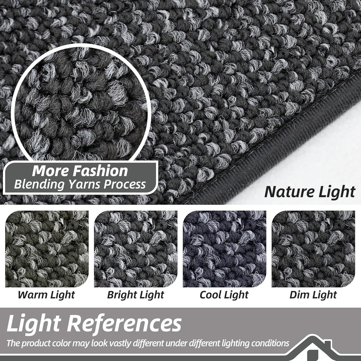BEQHAUSE Kitchen Rugs and Mats 2PCS, Non-Slip Kitchen Mats for Floor, Absorbent and Stain Resistant Kitchen Runner, Machine Washable Rugs for Kitchen, Laundry & Sink, 20"x32"+20"x48", Charcoal