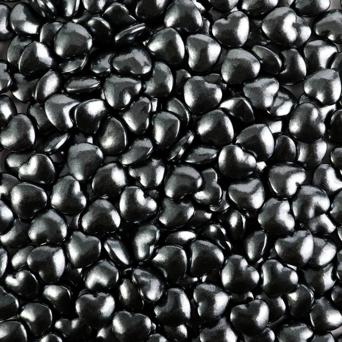 Kasvan Black Heart Shapes Sprinkles - Edible Candy Pearls 130g/4.58 Oz, Mix Size, Baking Cake Decorations, Ice Cream Toppings and Cookie Decorating, Wedding Party Chirstmas Supplies (Black)