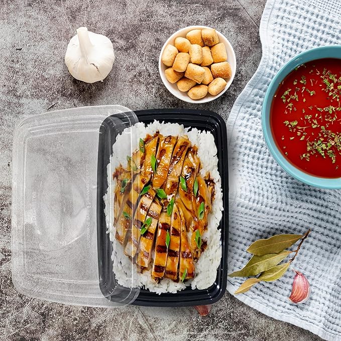 Ruthy's Outlet Meal Prep Containers W/Lids -Square Food Storage – BPA-Free| Stackable | Microwave | Freezer & Dishwasher Safe | Reusable Lunch Bento Box Portion Control & Planning (150 Pack, 16 oz)