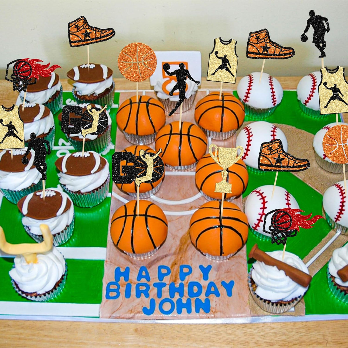 24 Pack Basketball Cupcake Toppers Basketball Player Apparel Cupcake Picks Baby Shower Players Sports Theme Birthday Party Cake Decorations Supplies