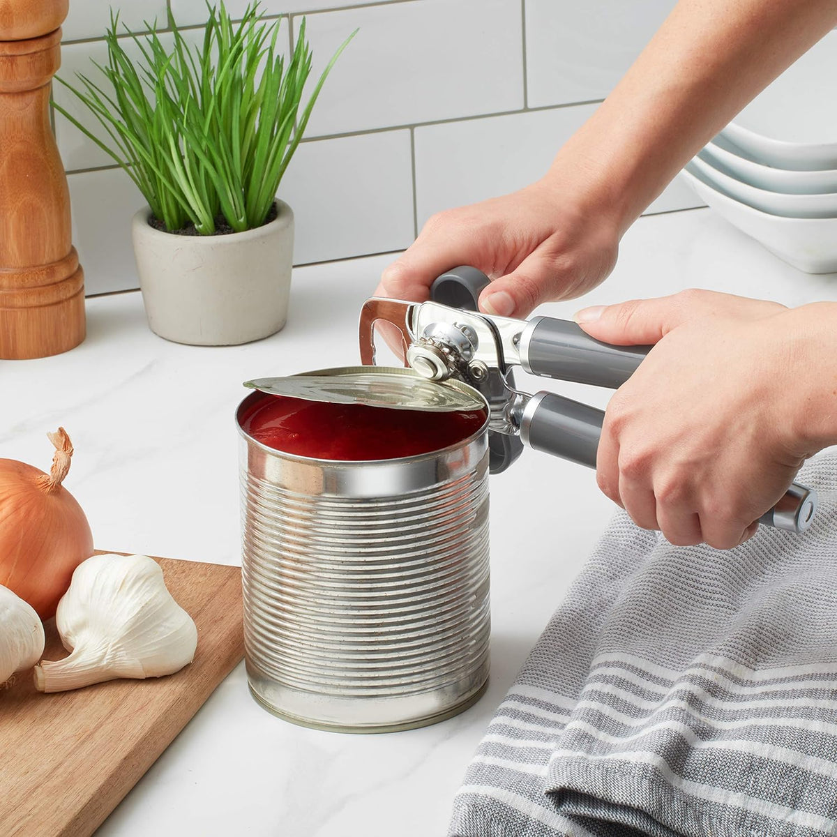 KitchenAid Classic Multifunction Can Opener and Bottle Opener Easy to Use, Razor Sharp Stainless Steel Cutting Wheel, Soft Ergonomic Handles, Charcoal