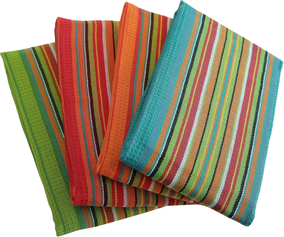 DG Collections 100% Cotton Salsa Kitchen Towels – 4 Pack, Super Absorbent Dish Towels, 16x28 Inch, Lint-Free, Durable Weave – Reusable Kitchen Cleaning Cloths for Home & Restaurants