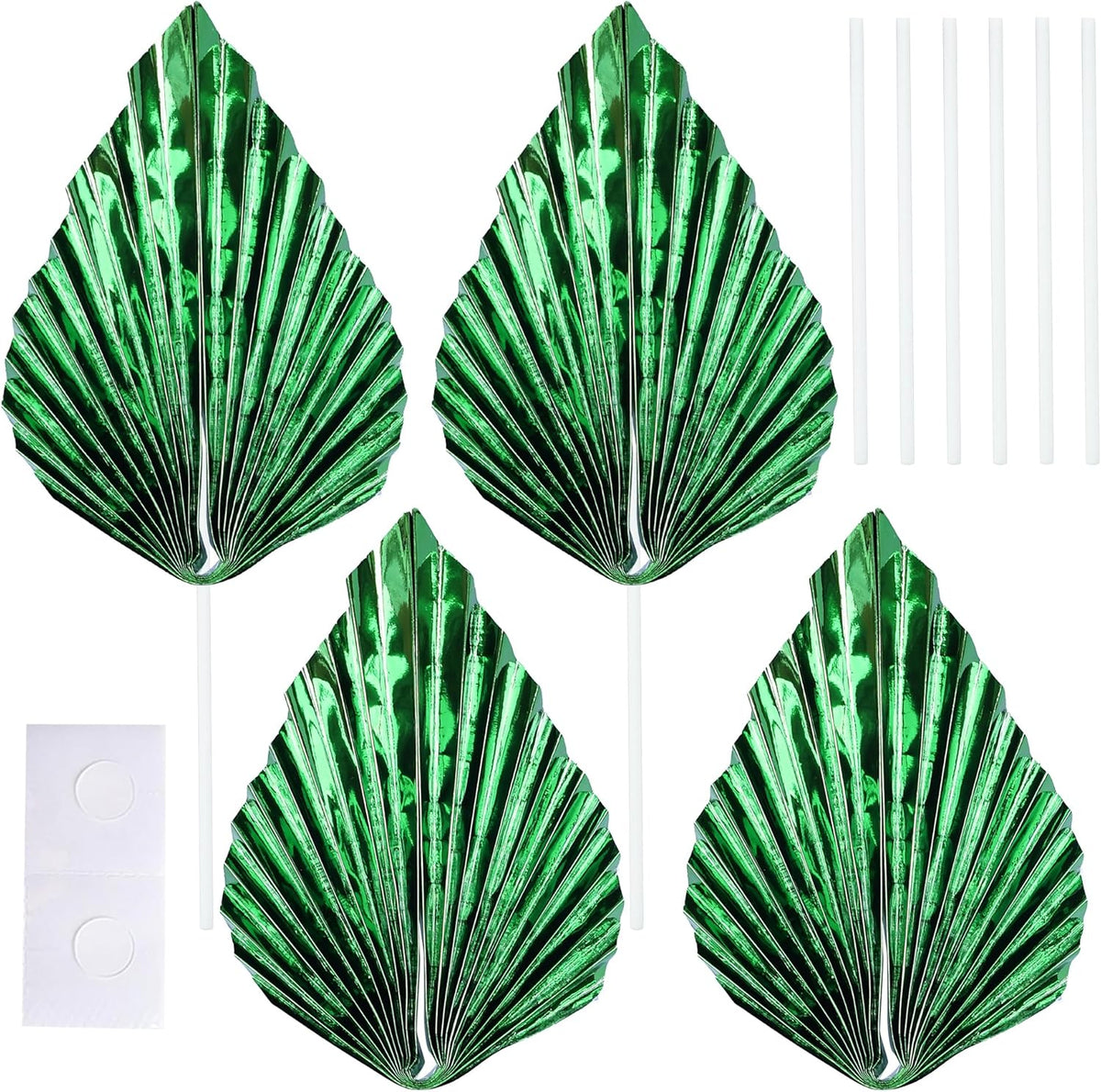 Gyufise 6Pcs Paper Palm Fan Cake Toppers Palm Spear Leaves Fan Cupcake Toppers Cake Insert Decorations Craft DIY Cake Bakeware Decoration for Birthday Party Wedding Party Decor Supplies Light Green