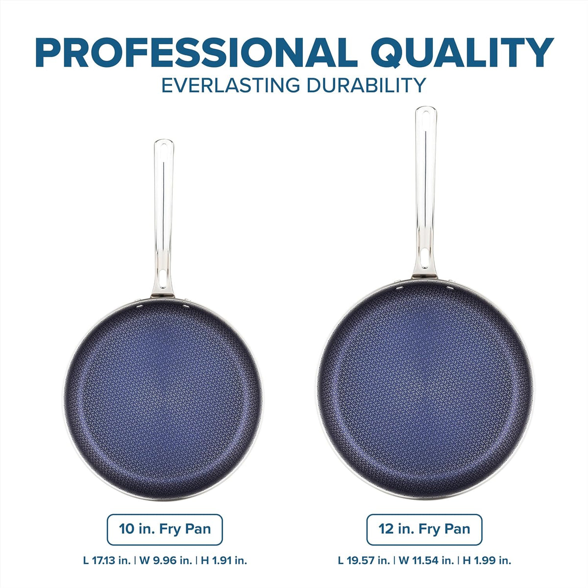 Viking 3-Ply Non Stick Frying Pans, 2-Piece Hybrid Plus Stainless Steel, 9.5 and 11 Inch, Silver