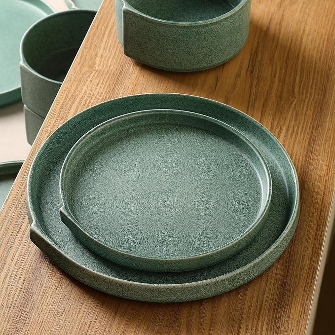 Stone Lain Bao 4-Piece Salad Plate Set Stoneware, Green