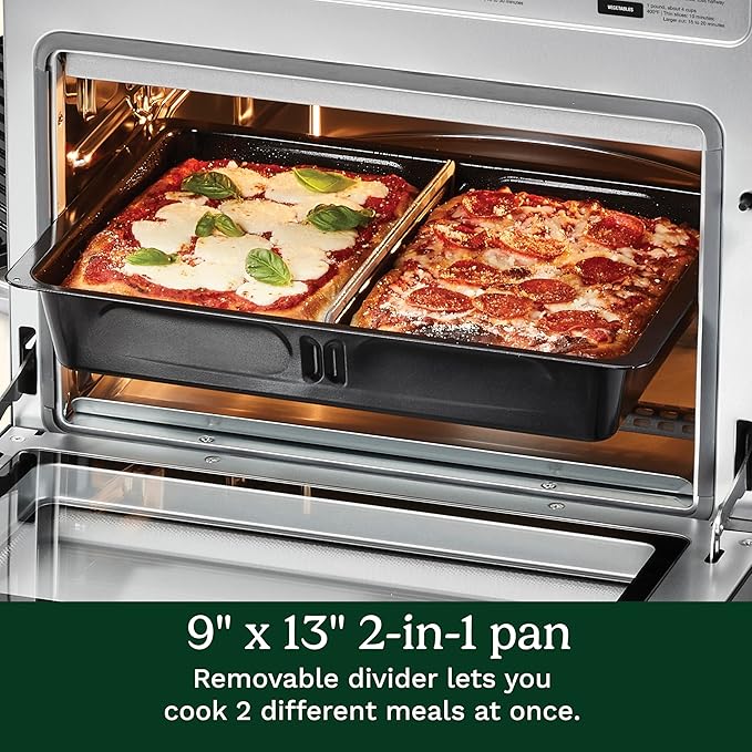 Cuisinart 15-in-1 Extra-Large Digital Air Fryer Oven with 9"x13" 2-in-1 Pan, Air Fry 4 Lbs of Wings, Cook a 13 Lb Turkey or 5+ Lb Chicken, Toast 9 Slices of Bread, and Bake a 13" Pizza, TOA-112