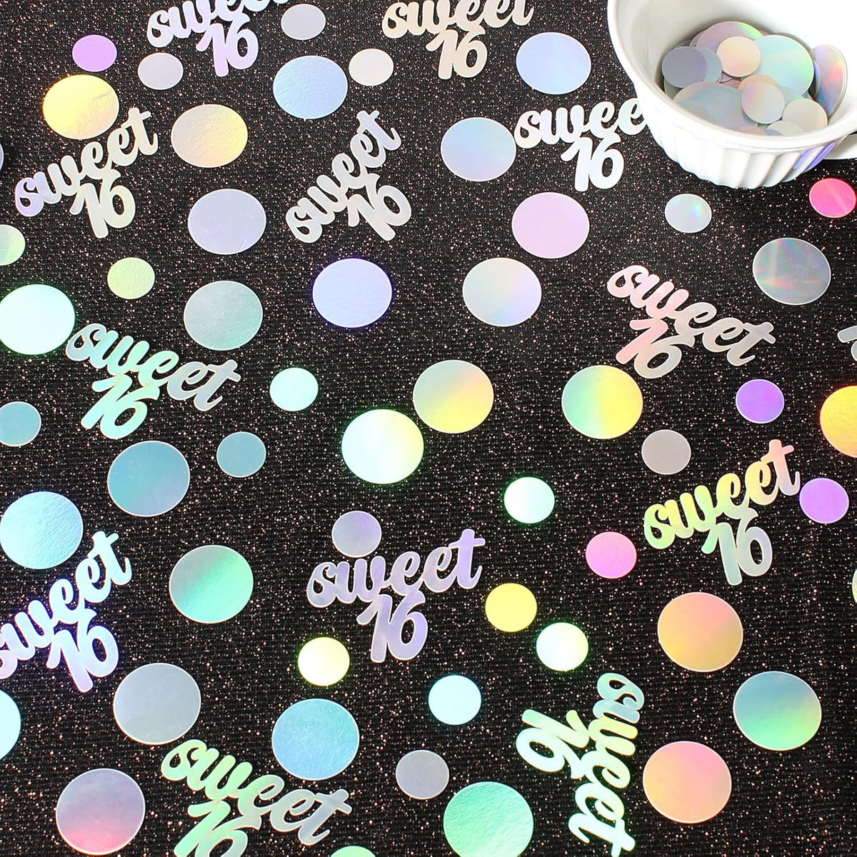 16th Birthday Confetti for Tables Iridescent Circle Dots Sweet 16 Birthday Party Decorations for Girls Happy16th Birthday Table Scatters Decor Supplies 300PC