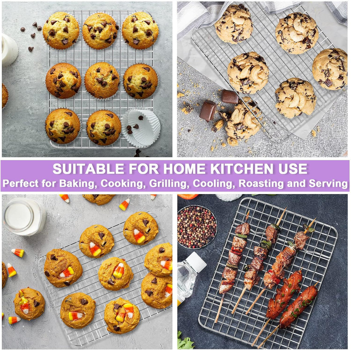 P&P CHEF Toaster Oven Pan with Wire Rack, Stainless Steel Baking Oven Sheet Tray, Bacon Pan and Cooling Rack for Cooking Roasting Cookie, Dishwasher Safe & Easy Clean, 9 x 7 x 1 Inch