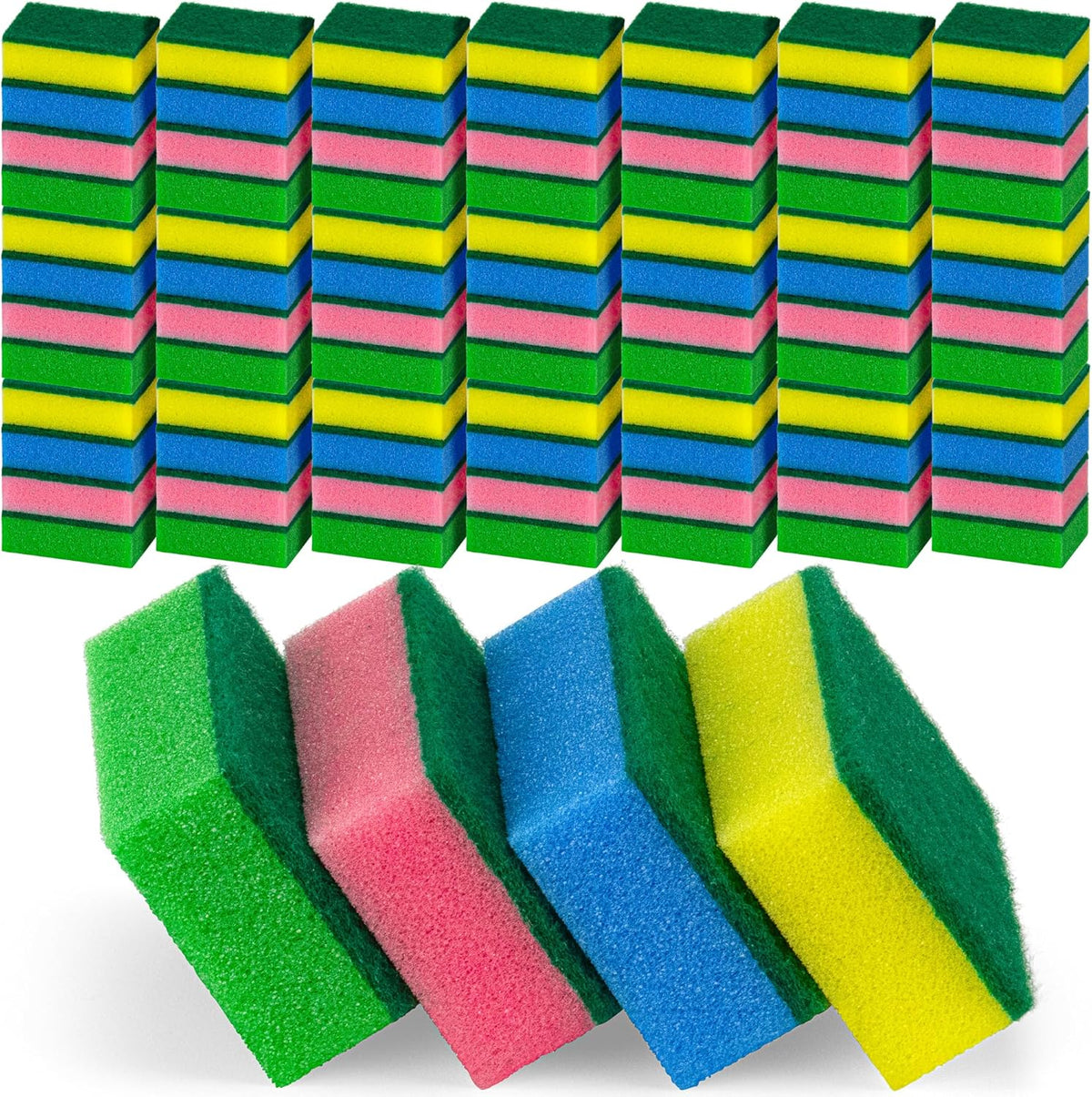 DecorRack 80 Cleaning Sponges, Heavy Duty Dish Sponges, Household Cleaning, Bathroom, Car Wash - Multicolor (Pack of 80)