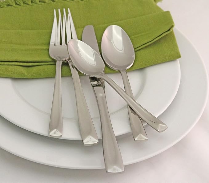 Oneida Lincoln 20 Piece Everyday Flatware, Service for 4, 18/0 Stainless Steel, Silverware Set, Dishwasher Safe, Silver