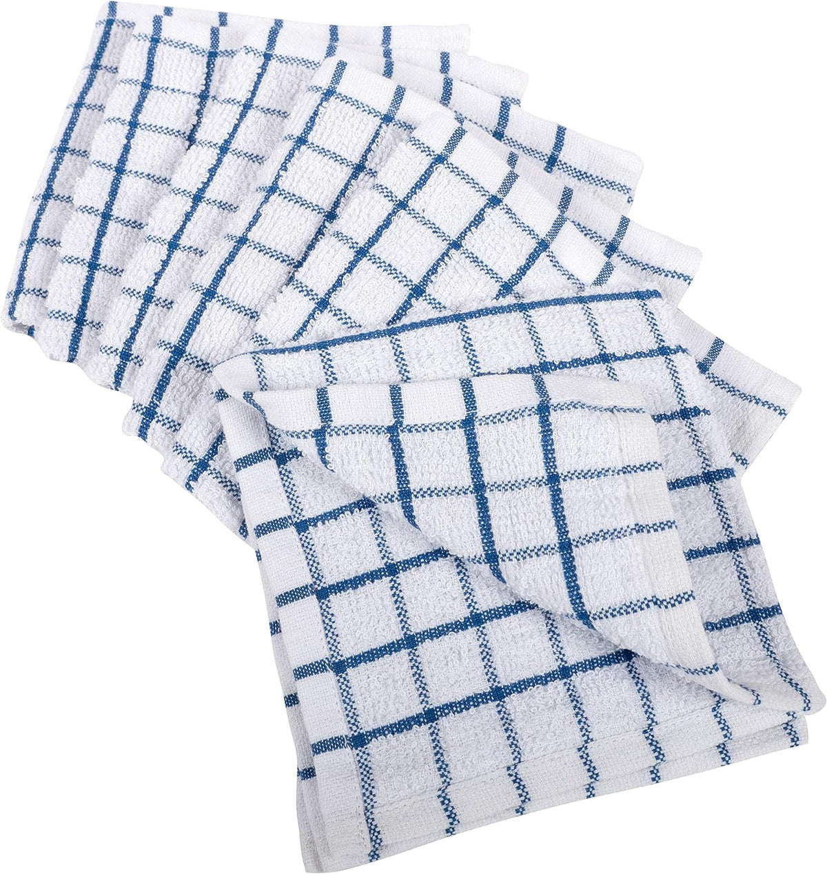 KAF Home Pantry 100% Cotton Checkered Grid Dish Cloths | Set of 6, 12 x 12 Inches | Absorbent and Machine Washable | Perfect for Cleaning Counters, and Any Household Spills - Blue