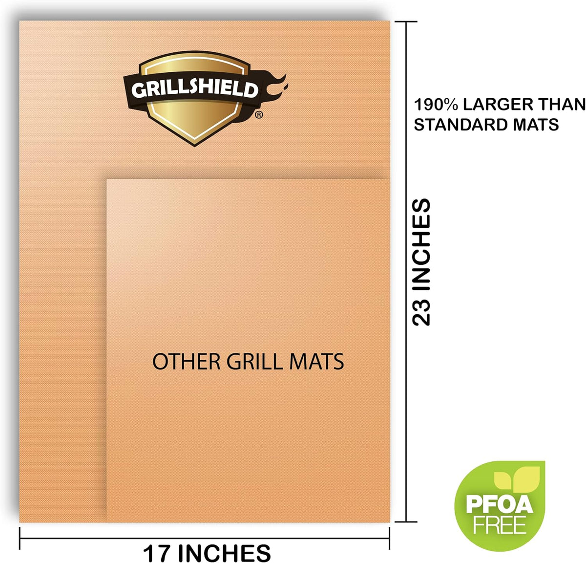 2 Extra Large Copper Grill and Bake Mats - Best Gift - 17 X 23 inches Non Stick Mats for BBQ Griddle Baking, Reusable and Easy to Clean