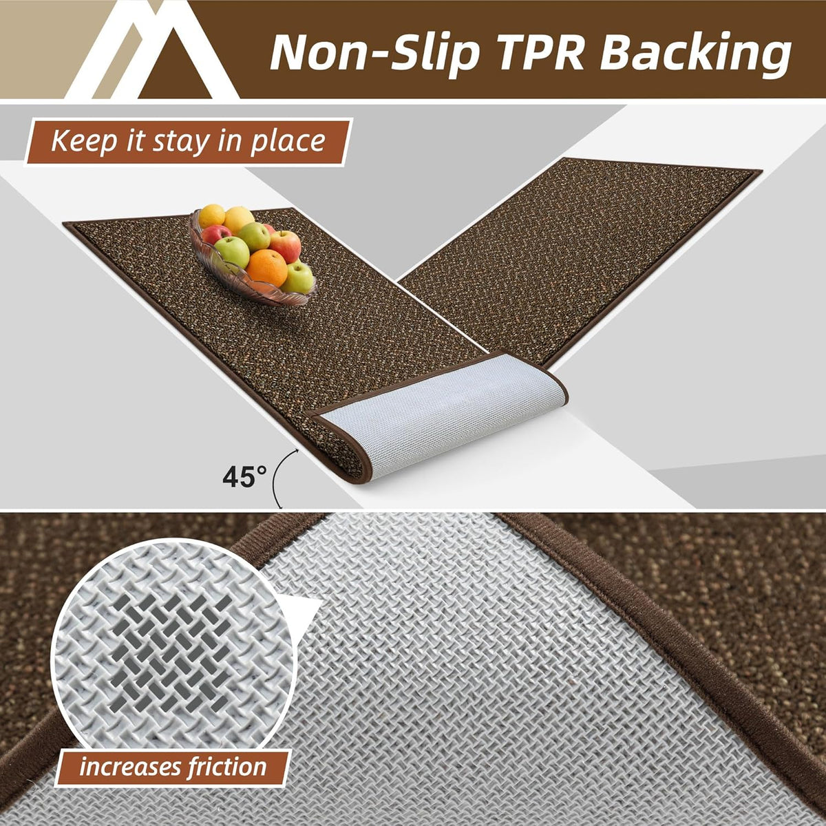 COSY HOMEER-Door-Mat 36"x60" Non Slip Absorbent Entryway Rugs Dirt Trapper Doormats Washable Entrance Mats Low Pile Welcome Floor Mat for Front Back Door and Entry Mats,Brown