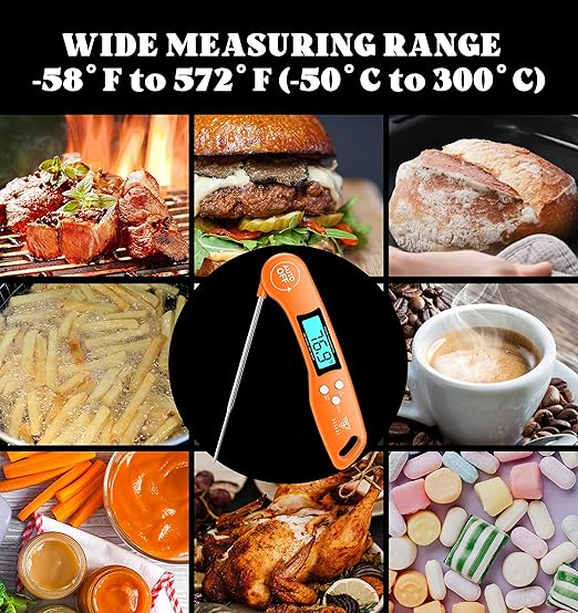 DOQAUS Digital Meat Thermometer, Instant Read Food Thermometers for Cooking, Kitchen Probe with Backlit & Reversible Display, Wide Temperature Range for Turkey, Grill, BBQ, Baking, Bread, Sourdough