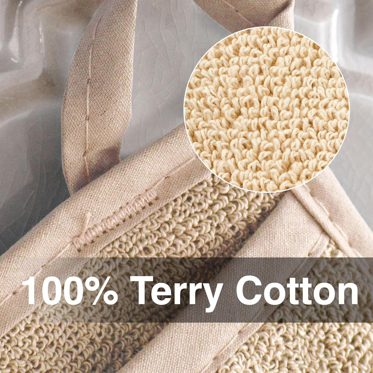 RITZ Terry Pocket Mitt & Hot Pad: Unparalleled Heat Resistant, Durable 100% Cotton – Ergonomically Designed for Optimal Grip – Easy-Care Machine Washable – 2-Pack, Latte