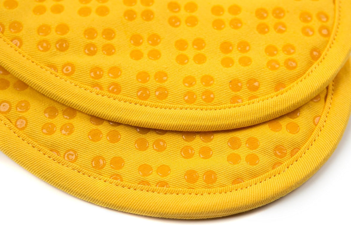 Sticky Toffee Oven Mitt and Pot Holder Set of 3 – Yellow Non-Slip Kitchen Hot Pads and Mitts with Silicone Grip, 100% Cotton Shell, Oeko-Tex Cotton