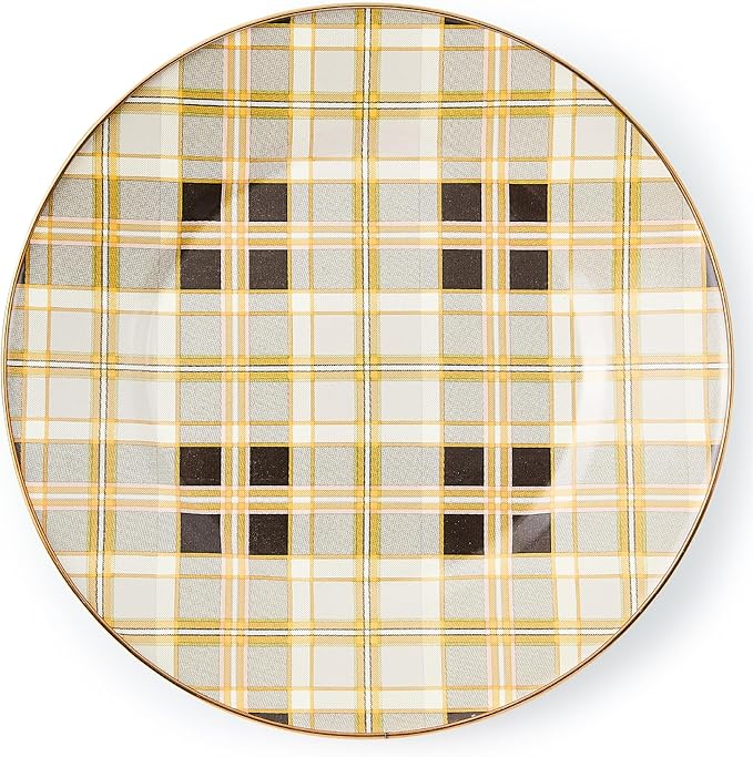 MACKENZIE-CHILDS Tartan Mocha Dinner Plate
