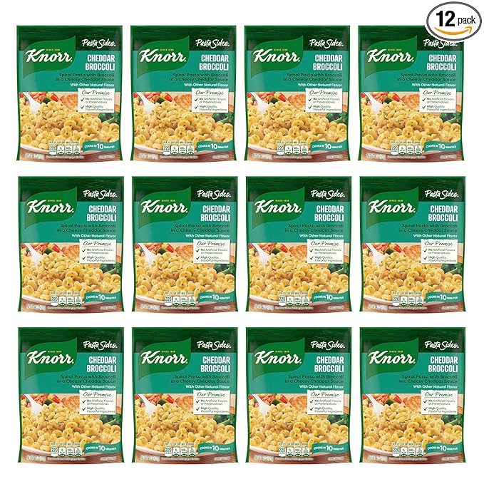 Knorr Pasta Sides 12 count Cheddar Broccoli for delicious, rich meal starter, pasta side or one skillet meal 7 minute preparation easy pasta dishes 4.3 oz