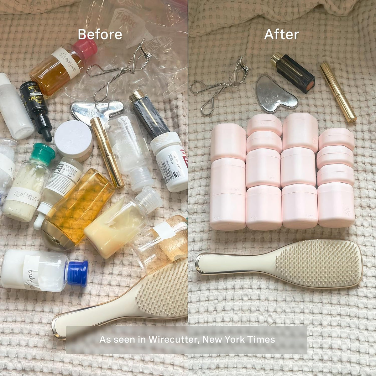 Cadence Travel Containers Basic Skincare Set - Magnetic Containers with Lids,Carry On Travel Essentials For Women/Men - 3 Small Capsules (0.56oz) - Cleanser, Moisturizer & Sun-Icon Labels - Petal