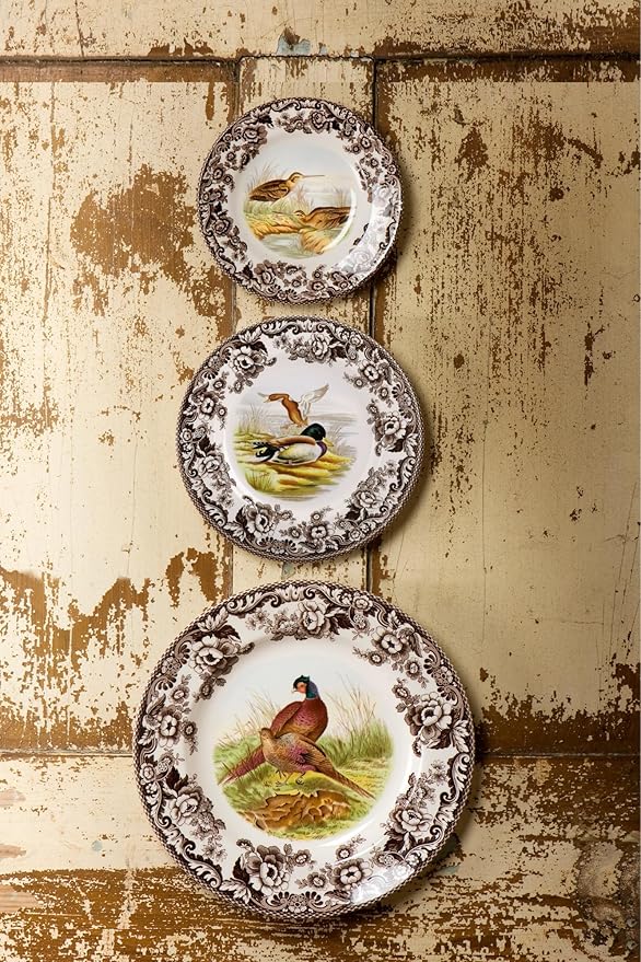 Spode Woodland Mallard Wildlife 10.5" Dinner Plate - Fine Earthenware, Dishwasher & Microwave Safe, Warm Oven to 225°F, Rustic Holiday Dining & Collectible Serving Plate - Made in England