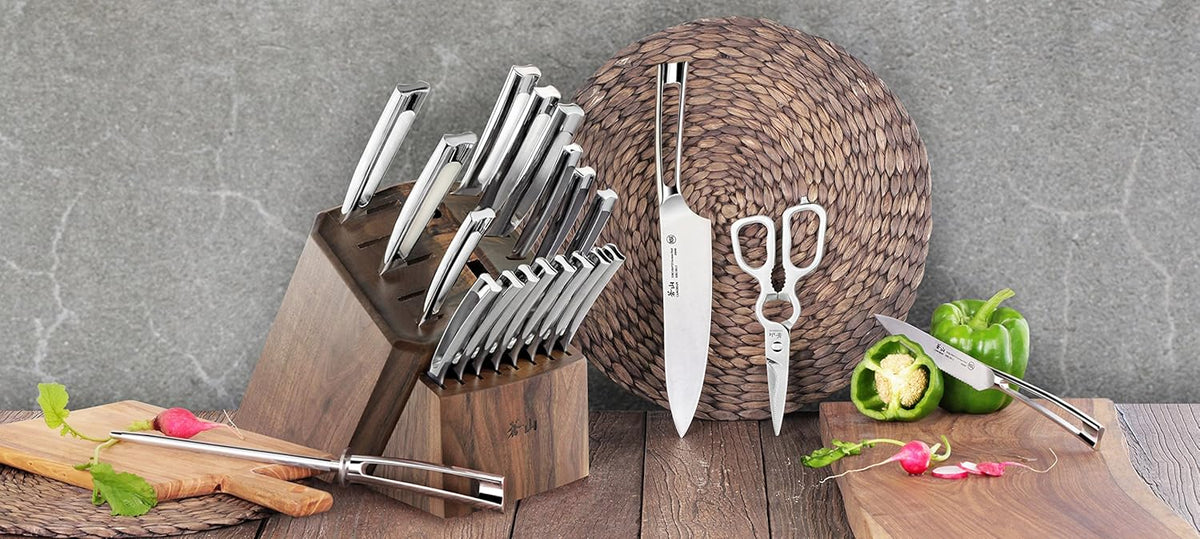 Cangshan N1 Series 1022377 23-Piece German Steel Forged Knife Block Set, Walnut Block