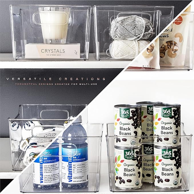 BINO | Clear Storage Organizer | THE LODGE COLLECTION | Containers for Organizing with Handles| Pantry & Kitchen Organization | Fridge Organizer | Bathroom Organizer | Storage Bins For Shelves Cabinet