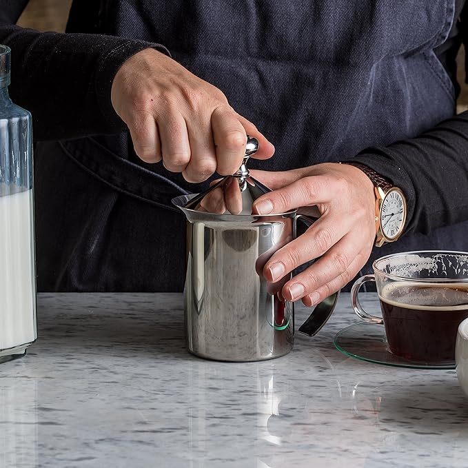 Bellemain Milk Frother Handheld, Thick, Creamy Milk Foam Maker, Warm & Cold Milk Foamer | Stainless Steel Hand Held Frother for Coffee, Latte, Cappuccino, Frappe, Matcha, Hot Chocolate, 14 oz.