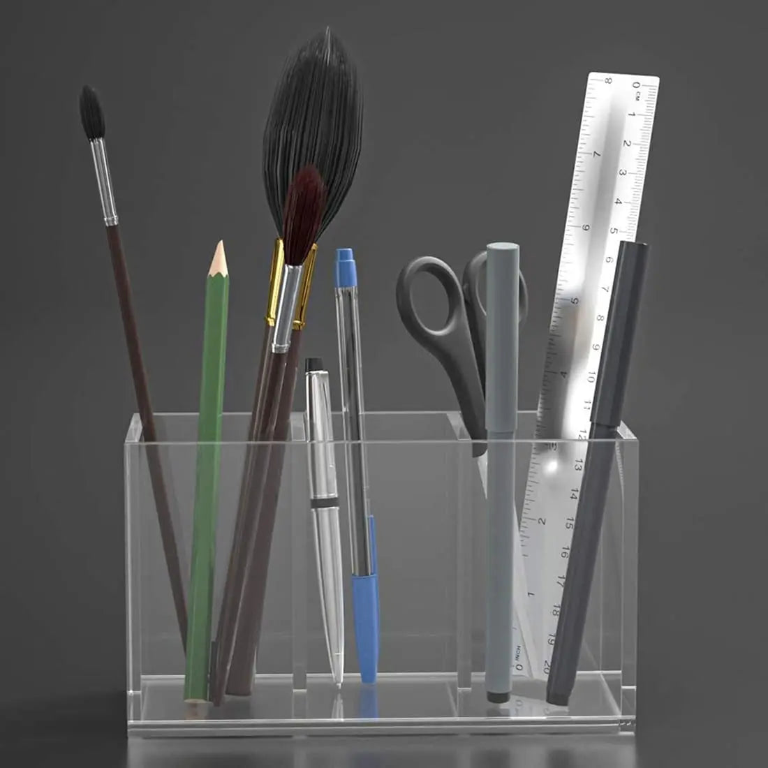 Transparent Makeup Brush Organizer Tray