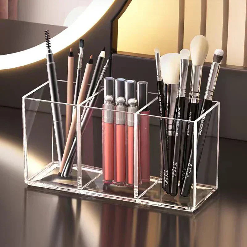 Transparent Makeup Brush Organizer Tray