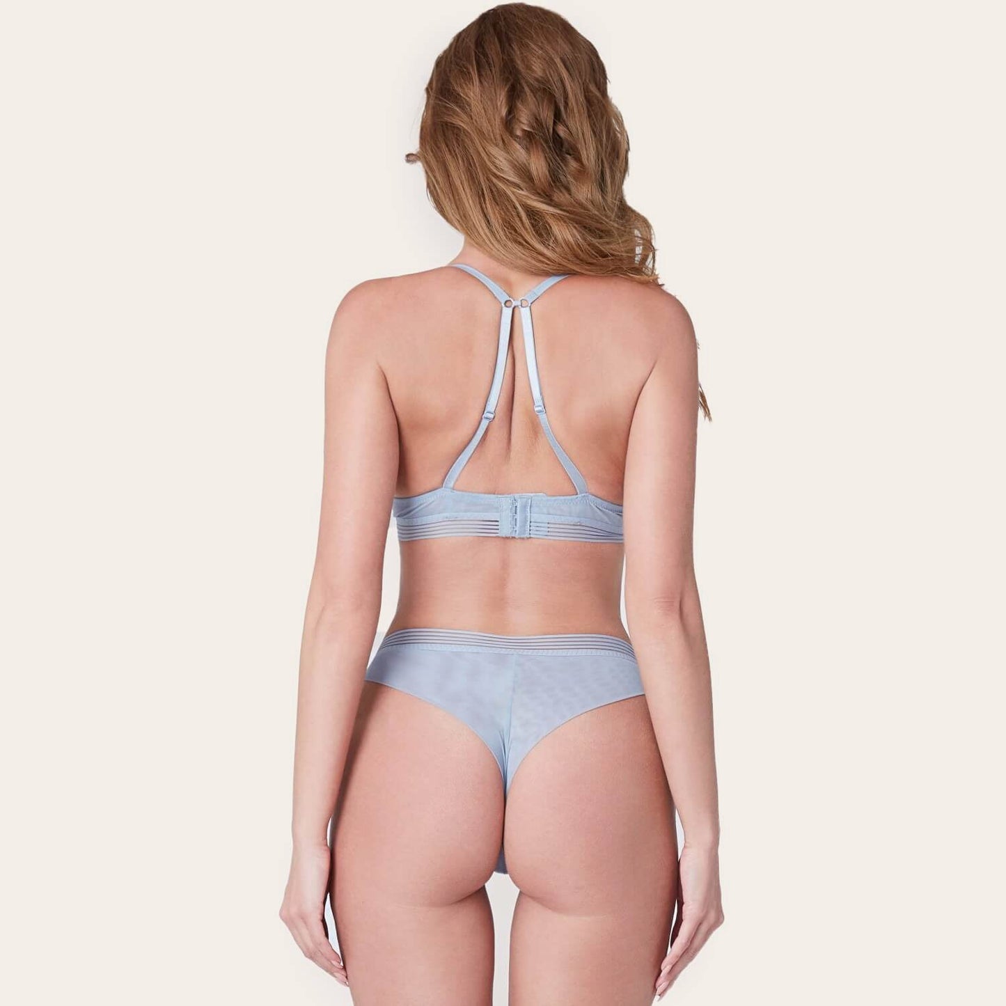 ADAH Blue Push-Up T-shirt Molded Demi Bra with Convertible Straps