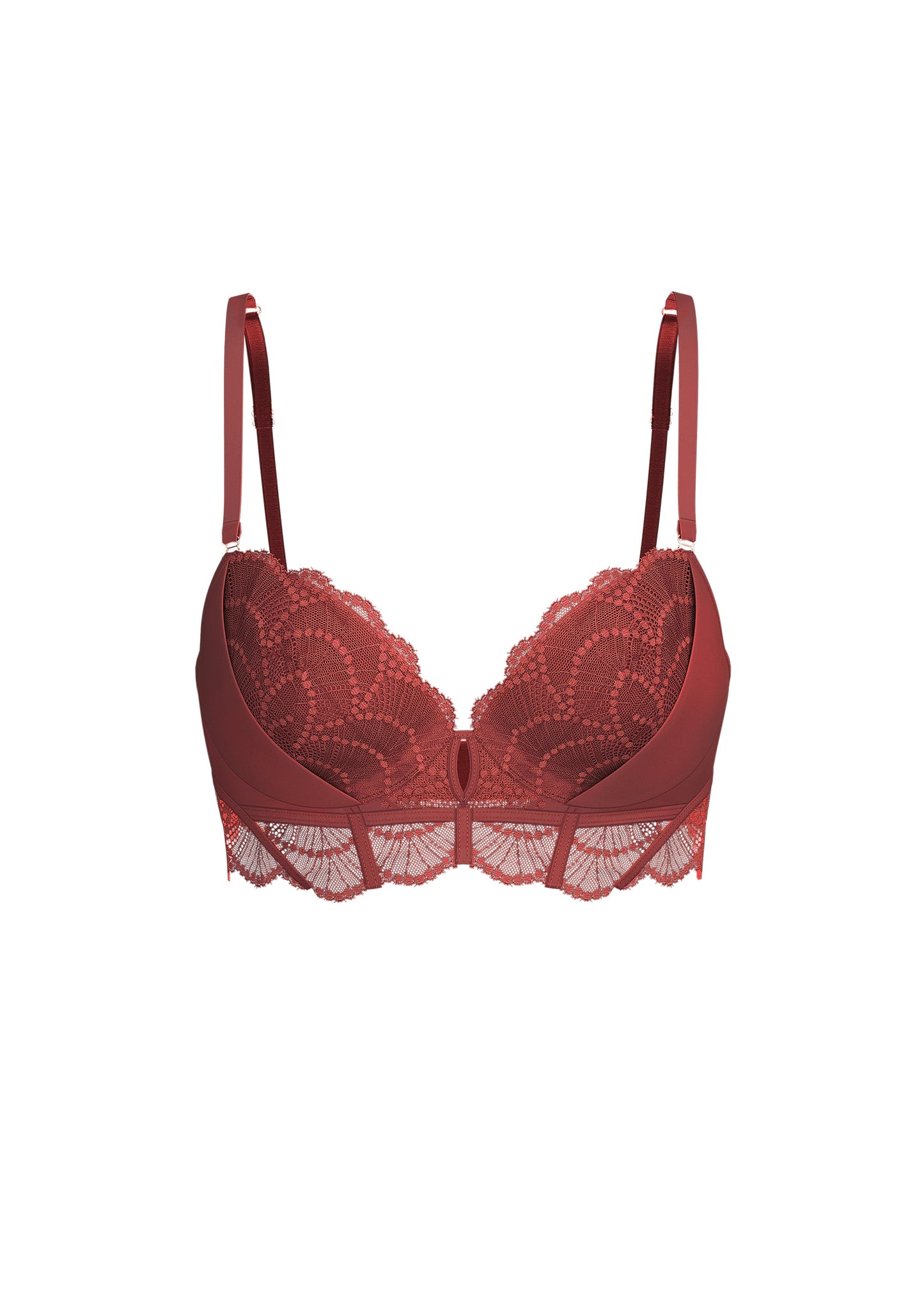 ANYA Plus Bronte Red Lace Underwired Demi Long Bra