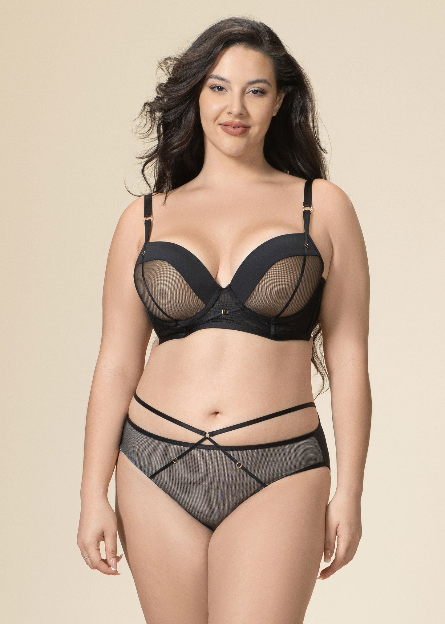 AURELIA Plus Sexy Black Mesh Brief Panties
