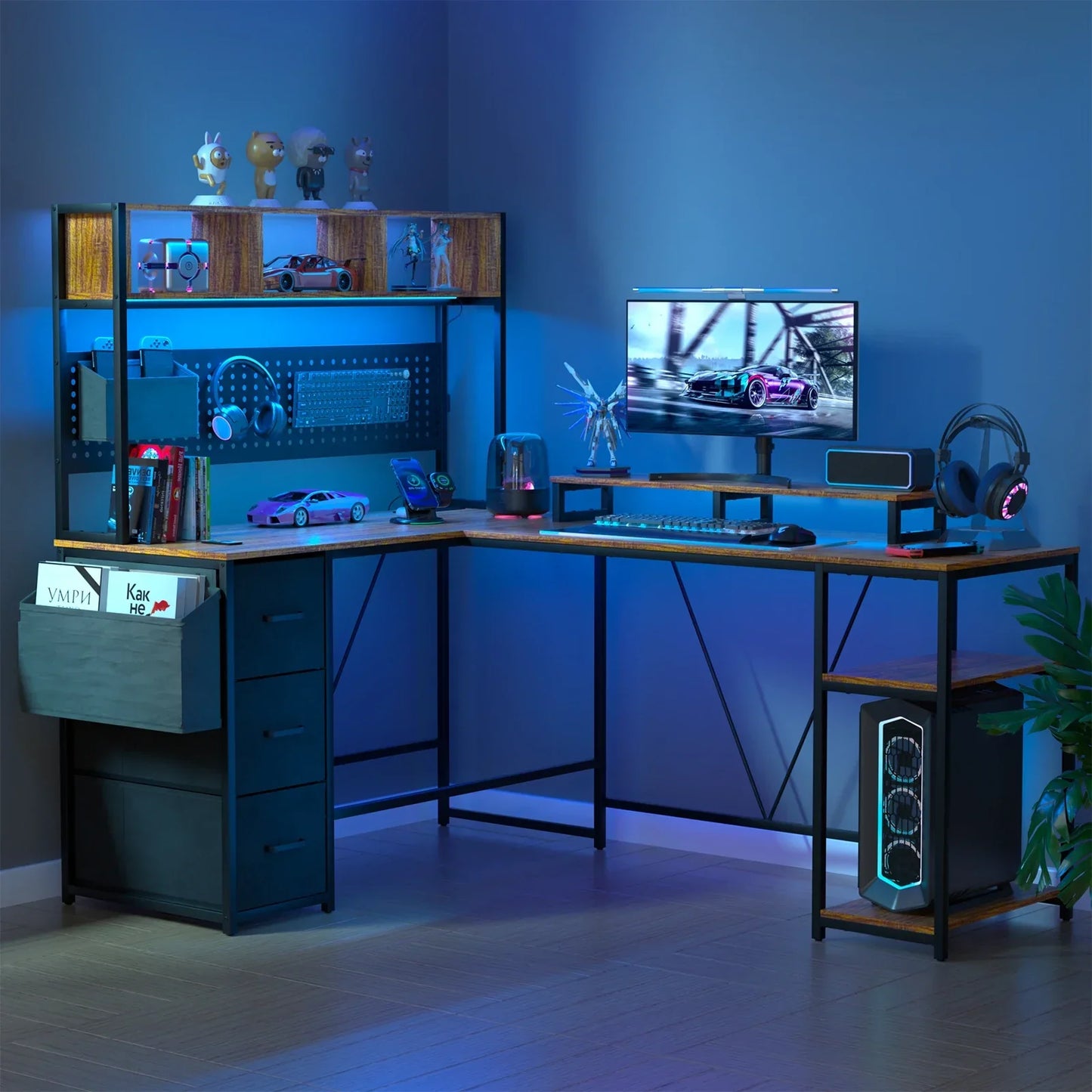 67" L-Shaped Gaming Desk