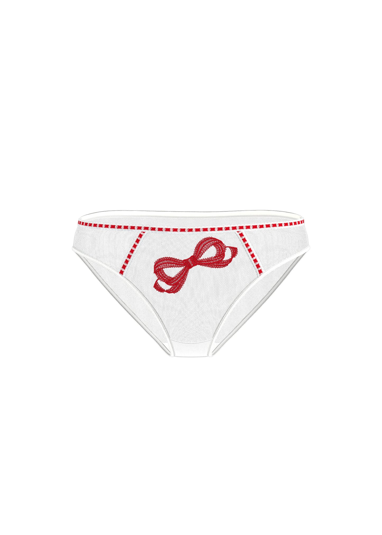 BIANCA Plus White Brief Panties With Red Embroidery
