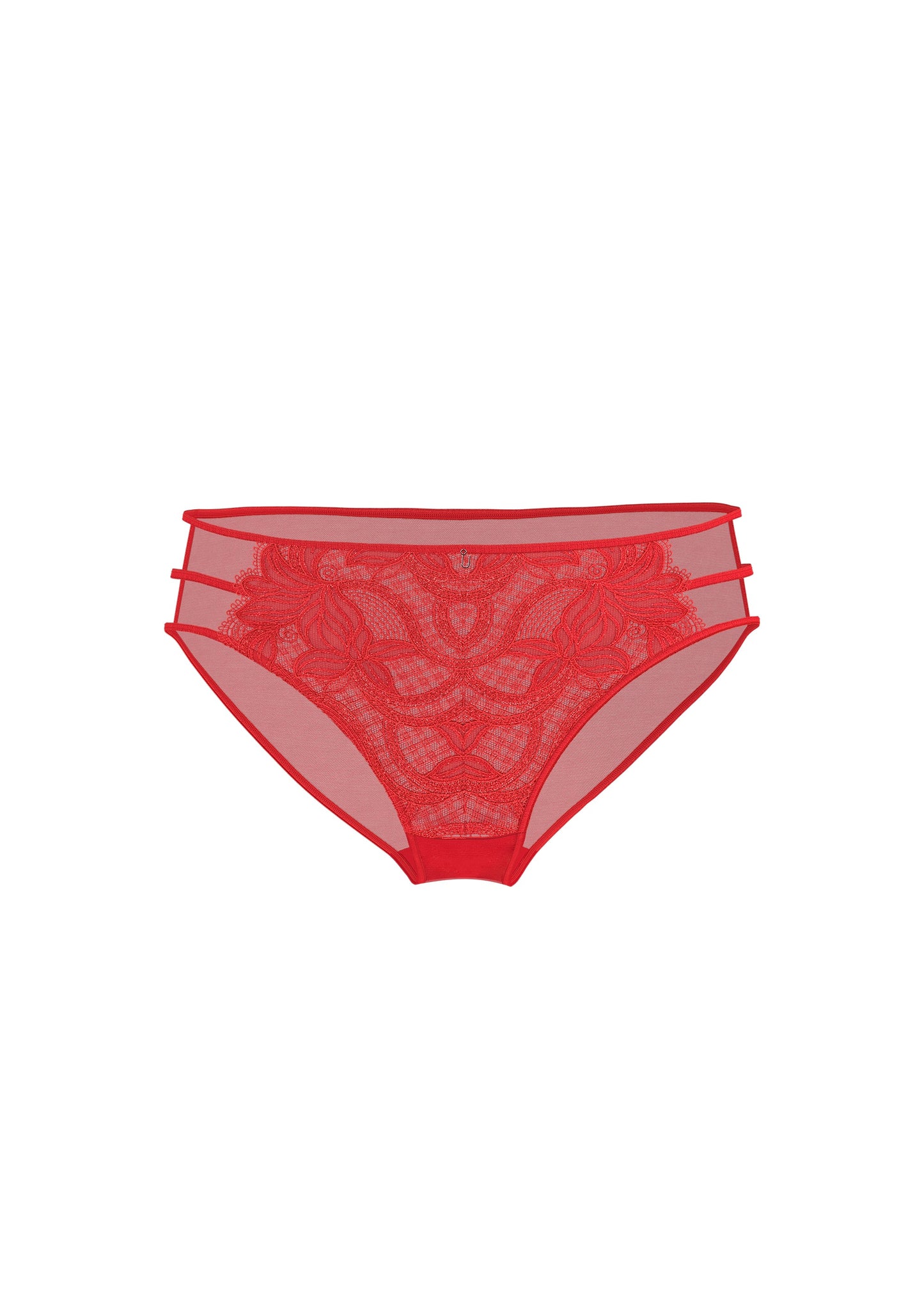 BLAIR Red Floral Lace Brief Panties with Shining Embroidery