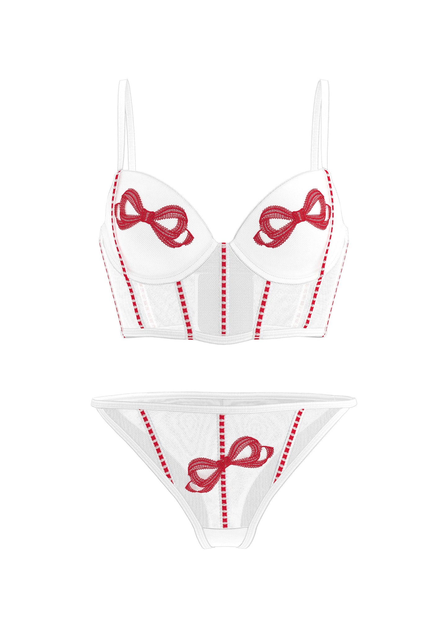 BRIELLE White Mesh Lingerie Set