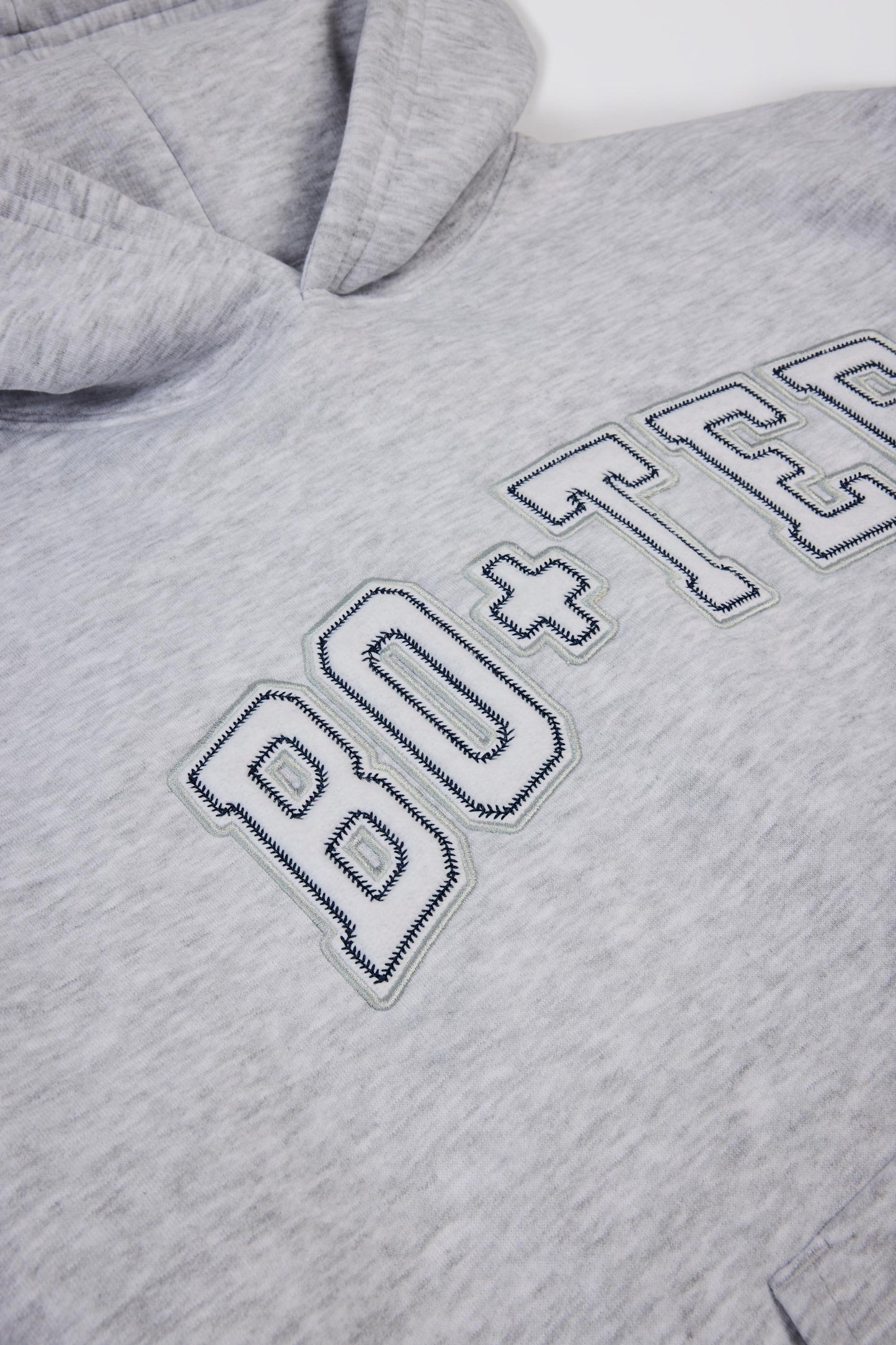 Embroidered Oversized Hoodie in Grey Marl