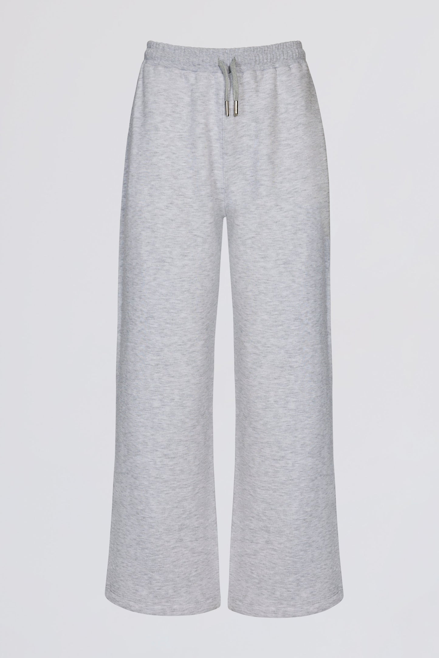 Brushed Jersey Wide-Leg Joggers in Grey Marl