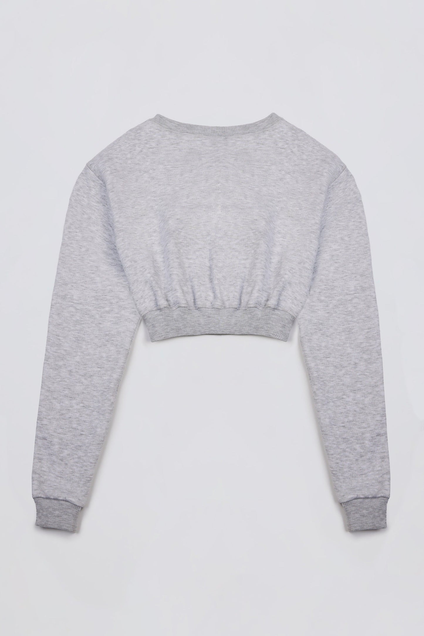 Brushed Jersey Button-Up Cropped Cardigan in Grey Marl