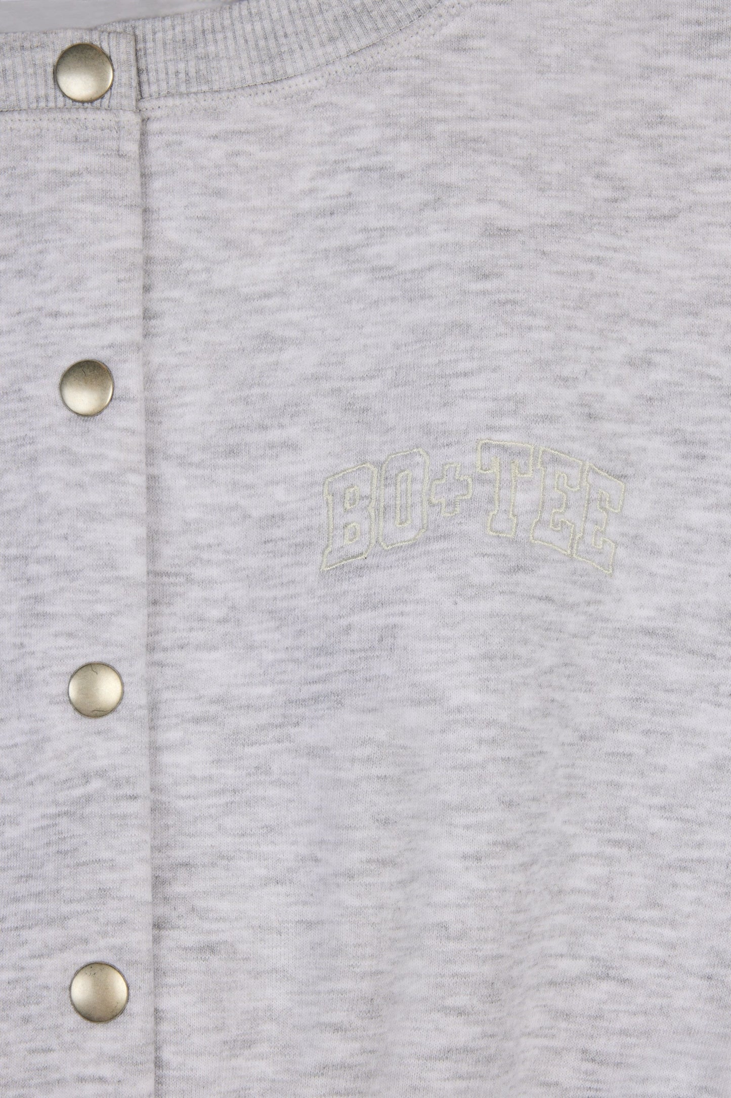 Brushed Jersey Button-Up Cropped Cardigan in Grey Marl