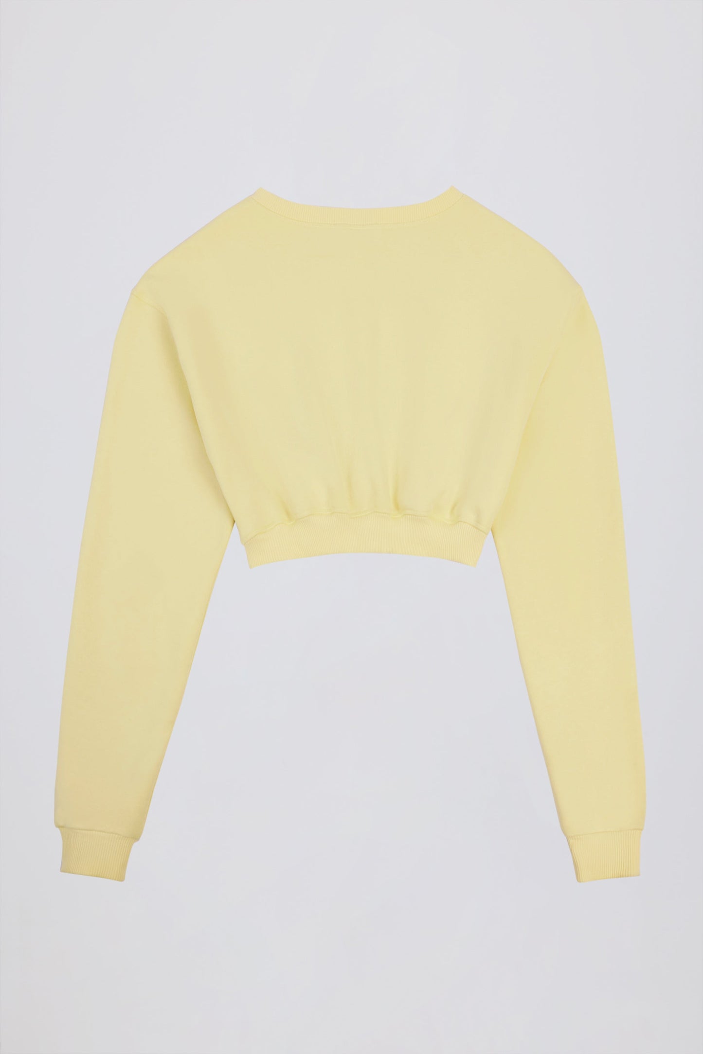 Brushed Jersey Button-Up Cropped Cardigan in Soft Yellow