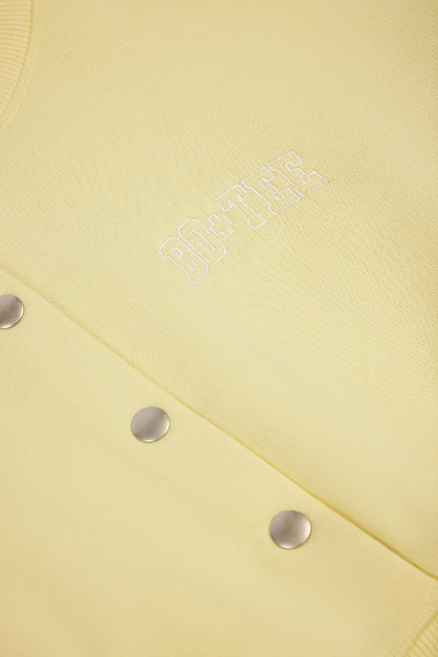 Brushed Jersey Button-Up Cropped Cardigan in Soft Yellow