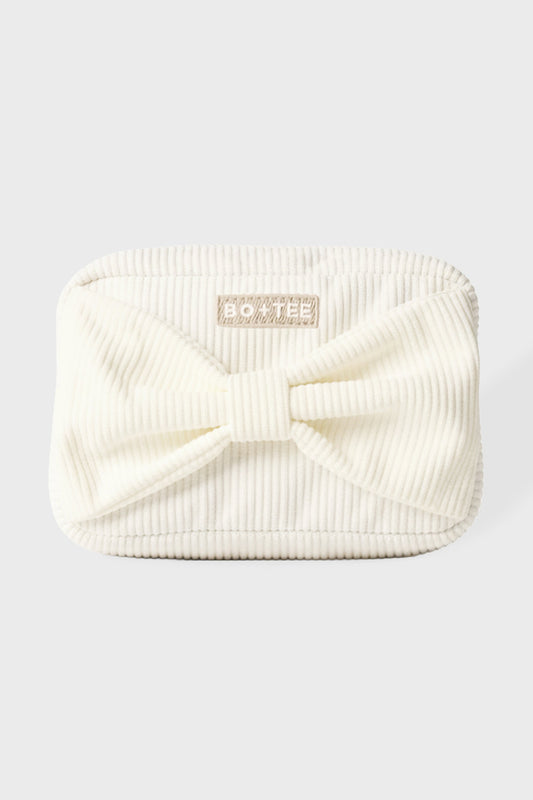 Corduroy Bow Makeup Bag in Ivory