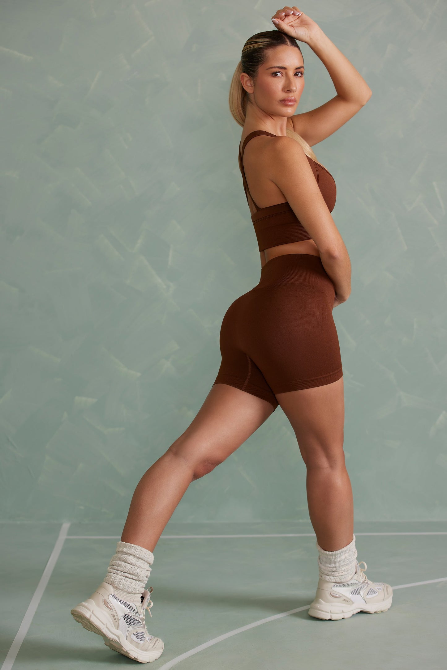 Super Sculpt Mini Shorts in Brown